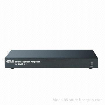 HDMI 8 Ports Splitter Amplifier by Cat5 x1, Supports Highest Video Resolution 1080p